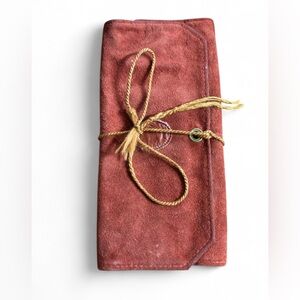 Elegant Vintage Burnt Orange Suede Jewelry Pouch/ jewelry Organizer
